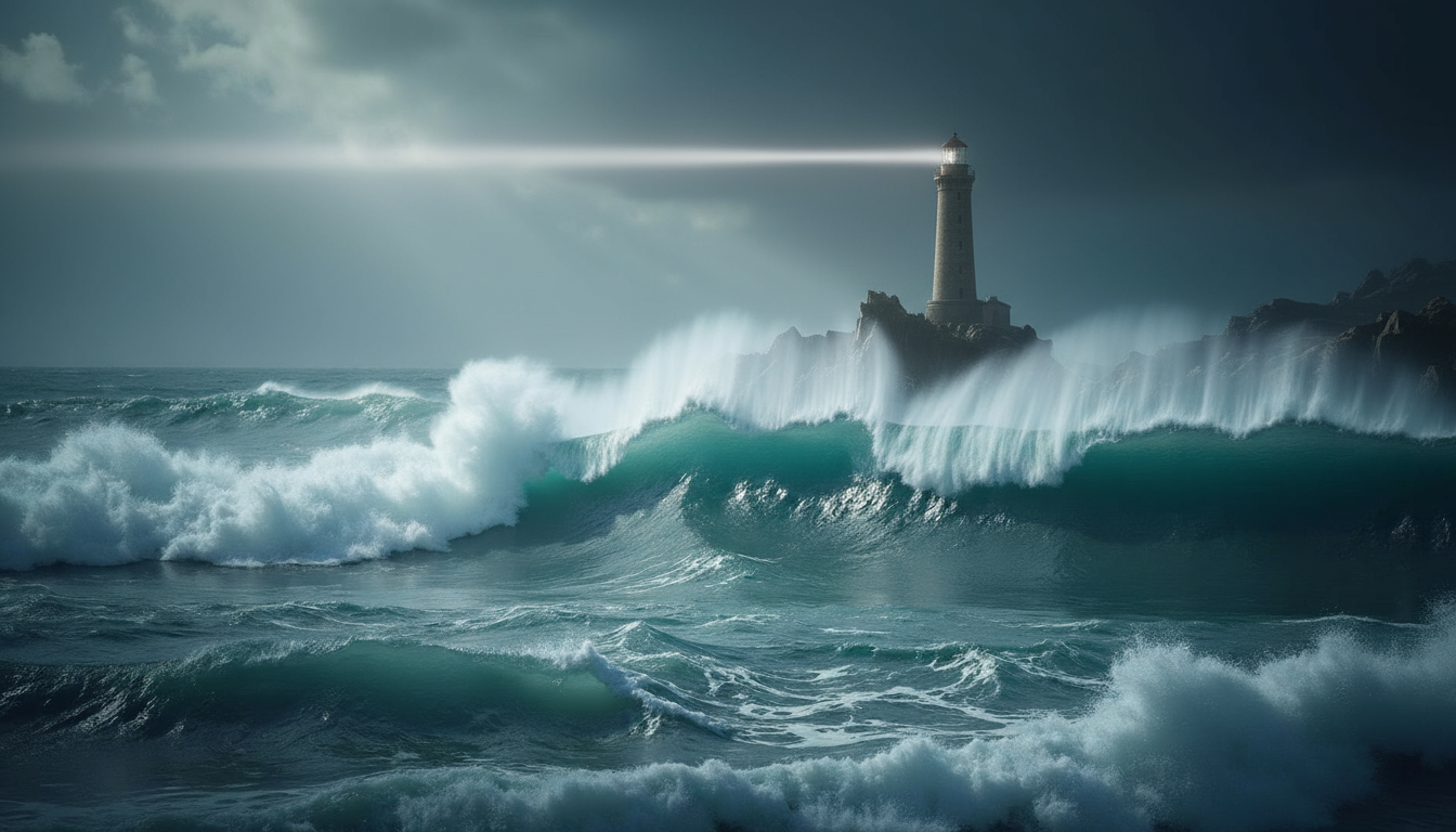 Dramatic ocean waves in rough stormy weather